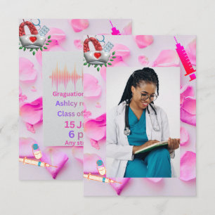 Nursing Graduation Party Invitation Pink Floral   