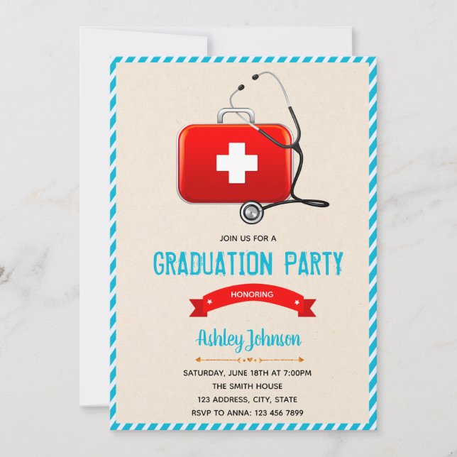 Nursing graduation theme invitation (Front)
