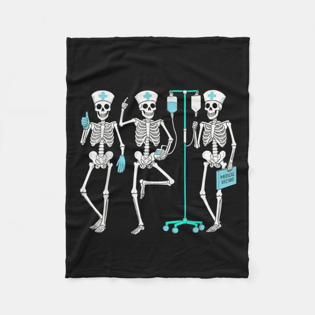 Nursing Halloween Skeleton Nurse Healthcare Soky N Fleece Blanket (Front)