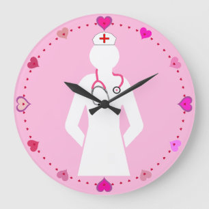 Nursing Icon with Stethoscope Wall Clock