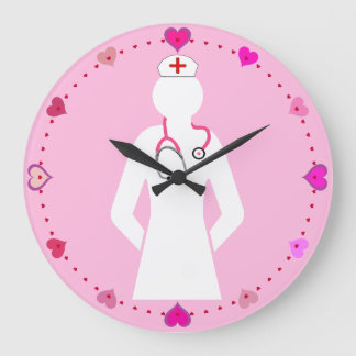 Nursing Icon with Stethoscope Wall Clock