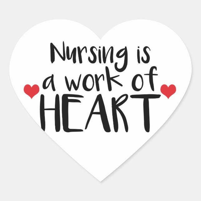 Nursing is a Work of Heart - Red Hearts Heart Sticker (Front)