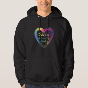 Nursing Is A Work Of Heart Rn Er Nurse Water Colou Hoodie