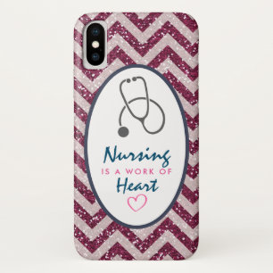 Nursing is a work of Heart Saying w/ Stethescope iPhone X Case