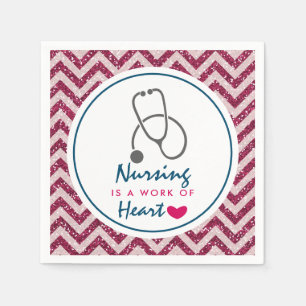 Nursing is a work of Heart Saying w/ Stethescope Napkin