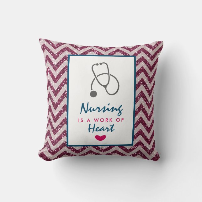 Nursing is a work of Heart Saying w/ Stethoscope Cushion (Front)