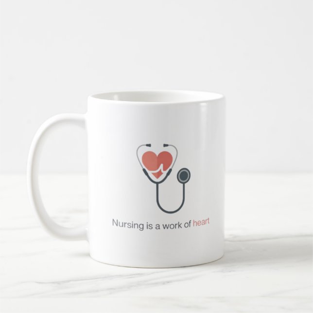 Nursing Is A Work Of Heart Stethoscope Coffee Mug  (Left)