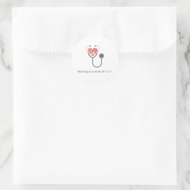Nursing Is A Work Of Heart Stethoscope Sticker Nur (Bag)