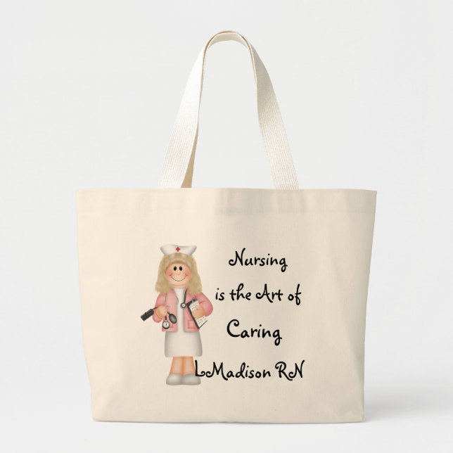 Nursing is the Art of Caring Large Tote Bag (Front)