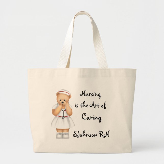Nursing is the Art of Caring Large Tote Bag (Front)