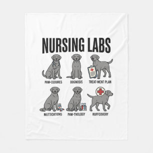 Nursing Labs Dog Medical Pun Vector Shirt Design_1 Fleece Blanket