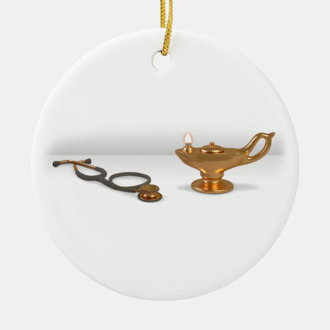 Nursing Lamp And Stethoscope Ceramic Tree Decoration (Front)