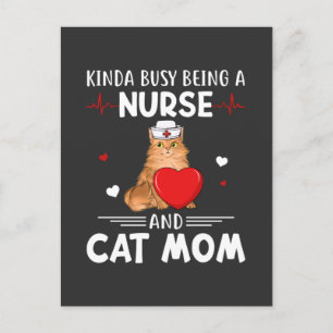 Nursing Life Nurse And Cat Mum Invitation Postcard