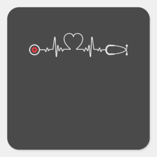 Nursing Life   Nurse Heartbeat Square Sticker