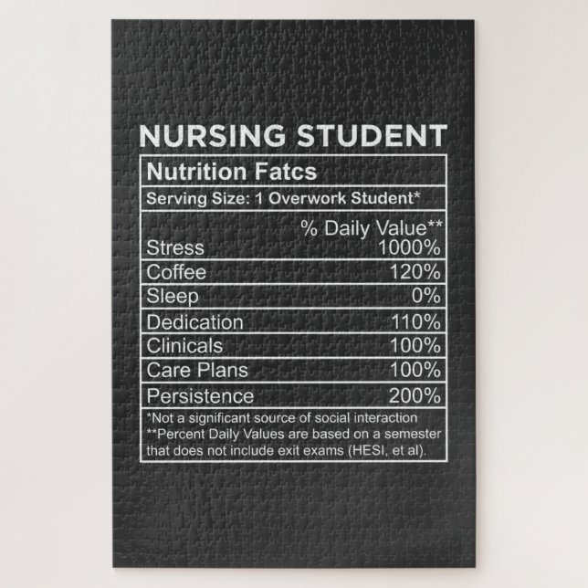 Nursing Life | Nursing Student Nutrition Facts Jigsaw Puzzle (Vertical)