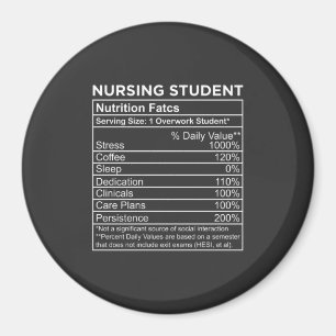 Nursing Life Nursing Student Nutrition Facts Magnet