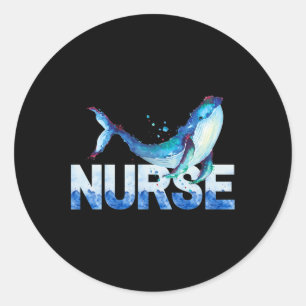 Nursing Life Whale T In Watercolor Nicu Nurse Whal Classic Round Sticker