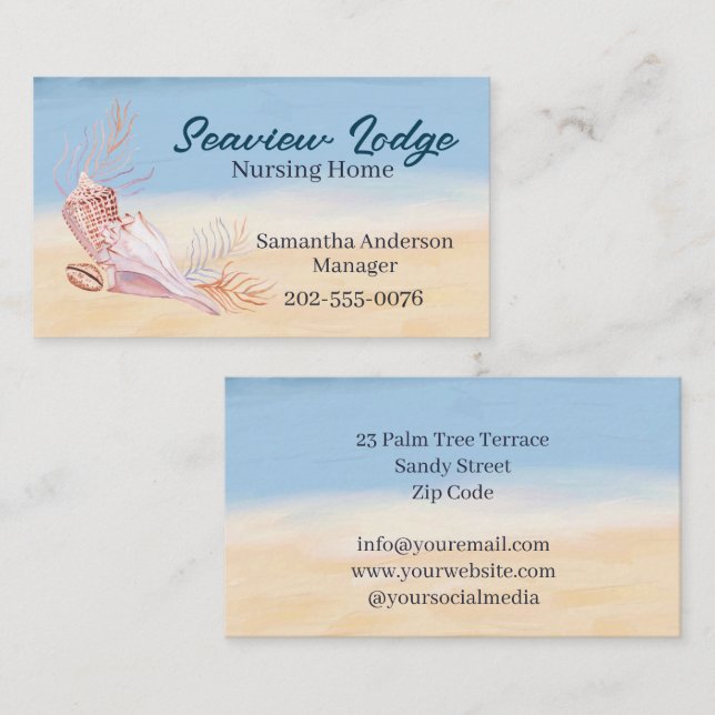 Nursing Medical Care Seashell Beach  Business Card (Front/Back)