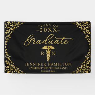 Nursing Medical School Black Gold Graduation Banner