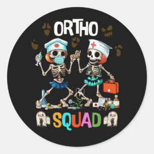 Nursing Ortho Squad Skeletons Halloween Orthopaedi Classic Round Sticker