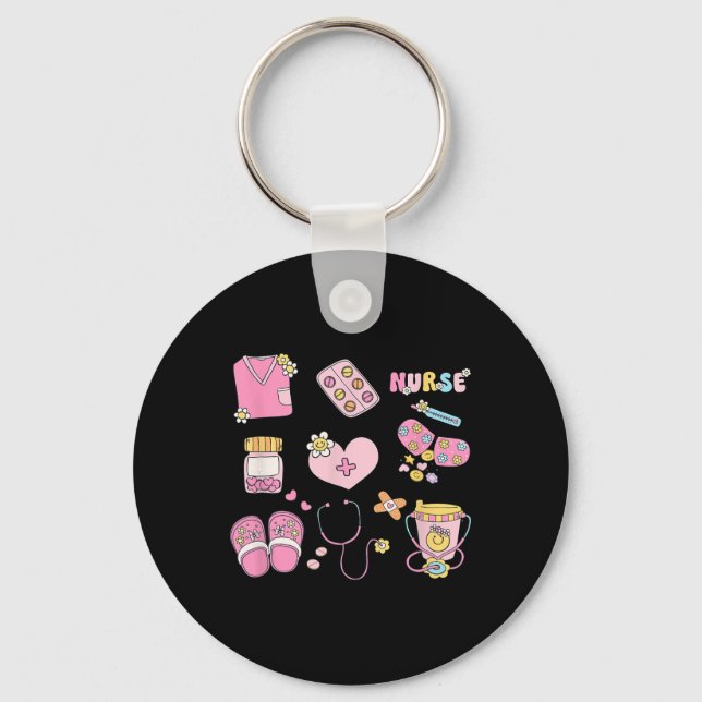 Nursing Profession Doodles Co. Nurse Doodles Women Key Ring (Front)