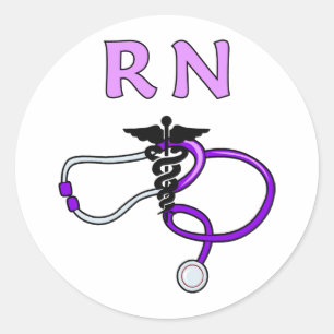 Nursing RN Stethoscope Classic Round Sticker