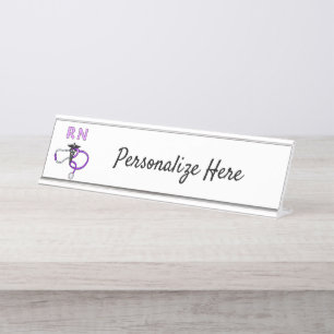 Nursing RN Stethoscope Personalised  Desk Name Pla Plate