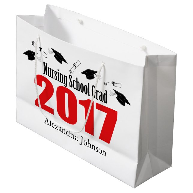 Nursing School 2017 Graduation Gift Bag (Red Caps) (Front Angled)