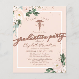 Nursing School Grad Party Budget Invitations