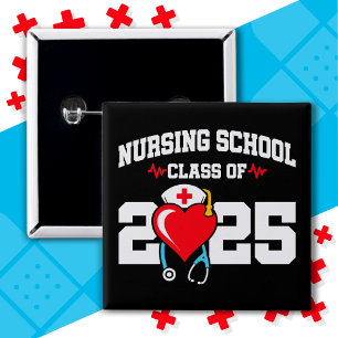 Nursing School Graduate 2025 Nurse Graduation 15 Cm Square Badge