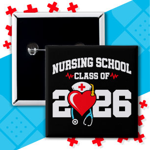 Nursing School Graduate 2026 Nurse Graduation 15 Cm Square Badge