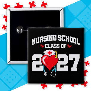 Nursing School Graduate 2027 Nurse Graduation 15 Cm Square Badge