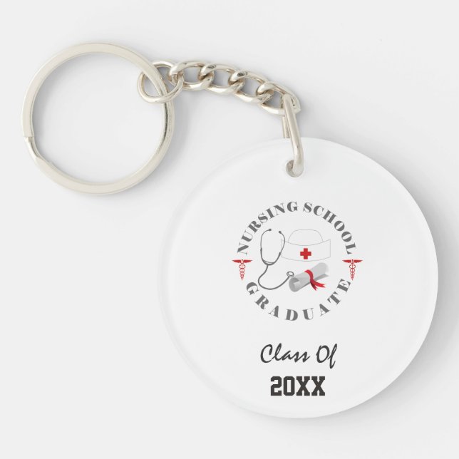 Nursing School Graduate Gear Key Ring (Front)
