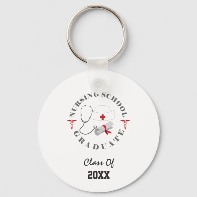 Nursing School Graduate Gear Key Ring (Front)