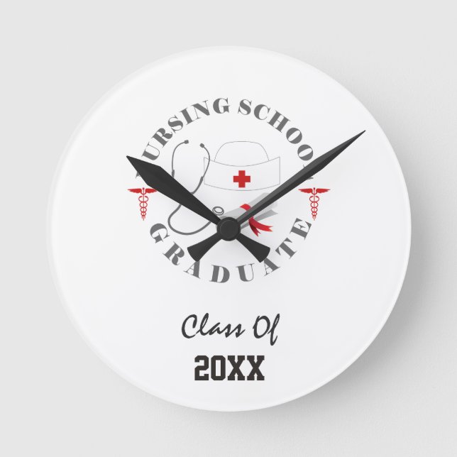 Nursing School Graduate Gear Round Clock (Front)