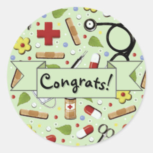 Nursing School Graduation Congrats Classic Round S Sticker