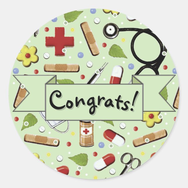 Nursing School Graduation Congrats Classic Round S Sticker (Front)