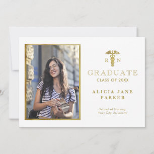 Nursing school graduation gold elegant photo announcement