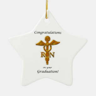 Nursing School Graduation Graduation Antique Gold Ceramic Ornament