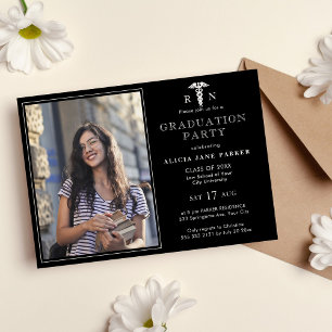 Nursing school graduation modern photo invitation