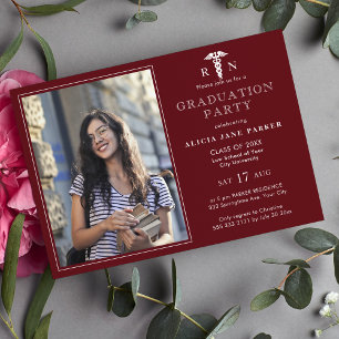Nursing school graduation modern photo invitation