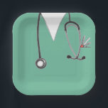 Nursing School Graduation Paper Plate<br><div class="desc">Unique nurse grad party plates featuring nursing scrubs and a stethoscope illustration.</div>