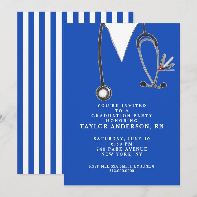 Nursing School Graduation Party Invitation (Front/Back)