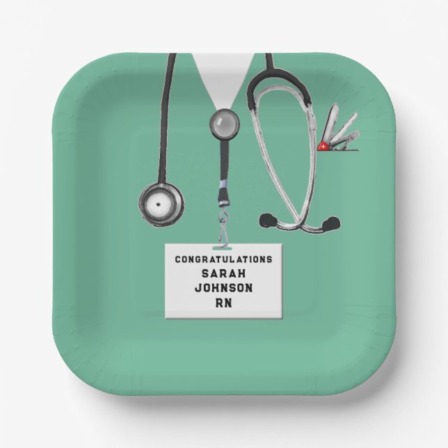 Nursing School Graduation Party Paper Plate (Front)