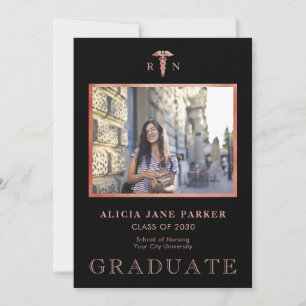 Nursing school graduation photo rose gold black