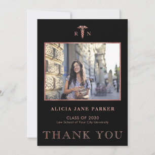 Nursing school graduation simple modern photo thank you card