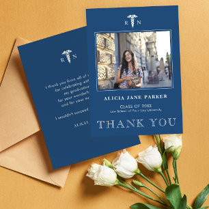 Nursing school graduation simple modern photo thank you card