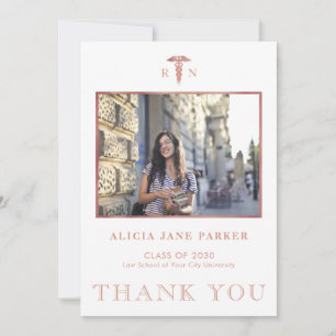 Nursing school graduation simple modern photo thank you card