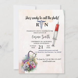 Nursing School Graduation Spring Wildflower Floral Invitation