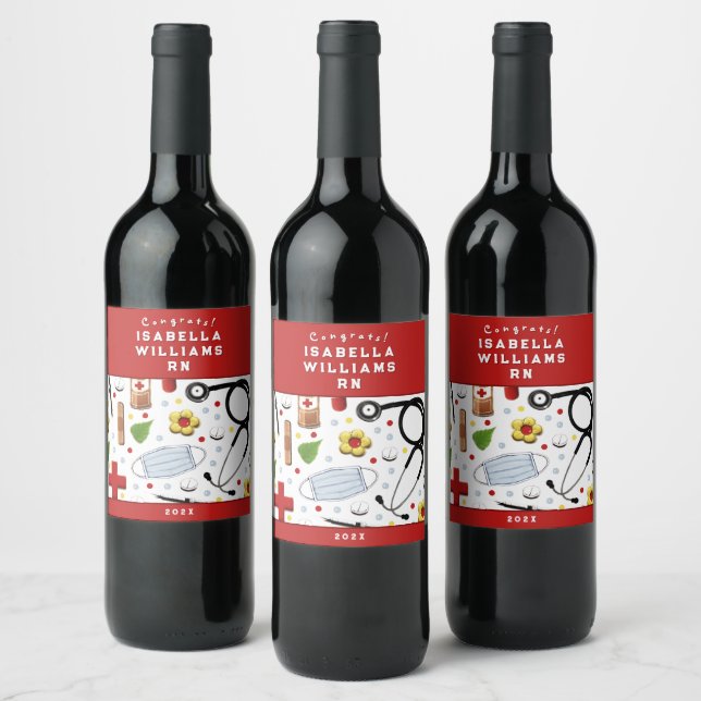 Nursing School Graduation Wine Label (Bottles)